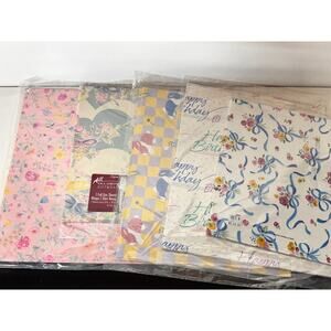 Lot of 5 packages of Vintage wrapping paper-only 1 open-birthday,easter,wedding